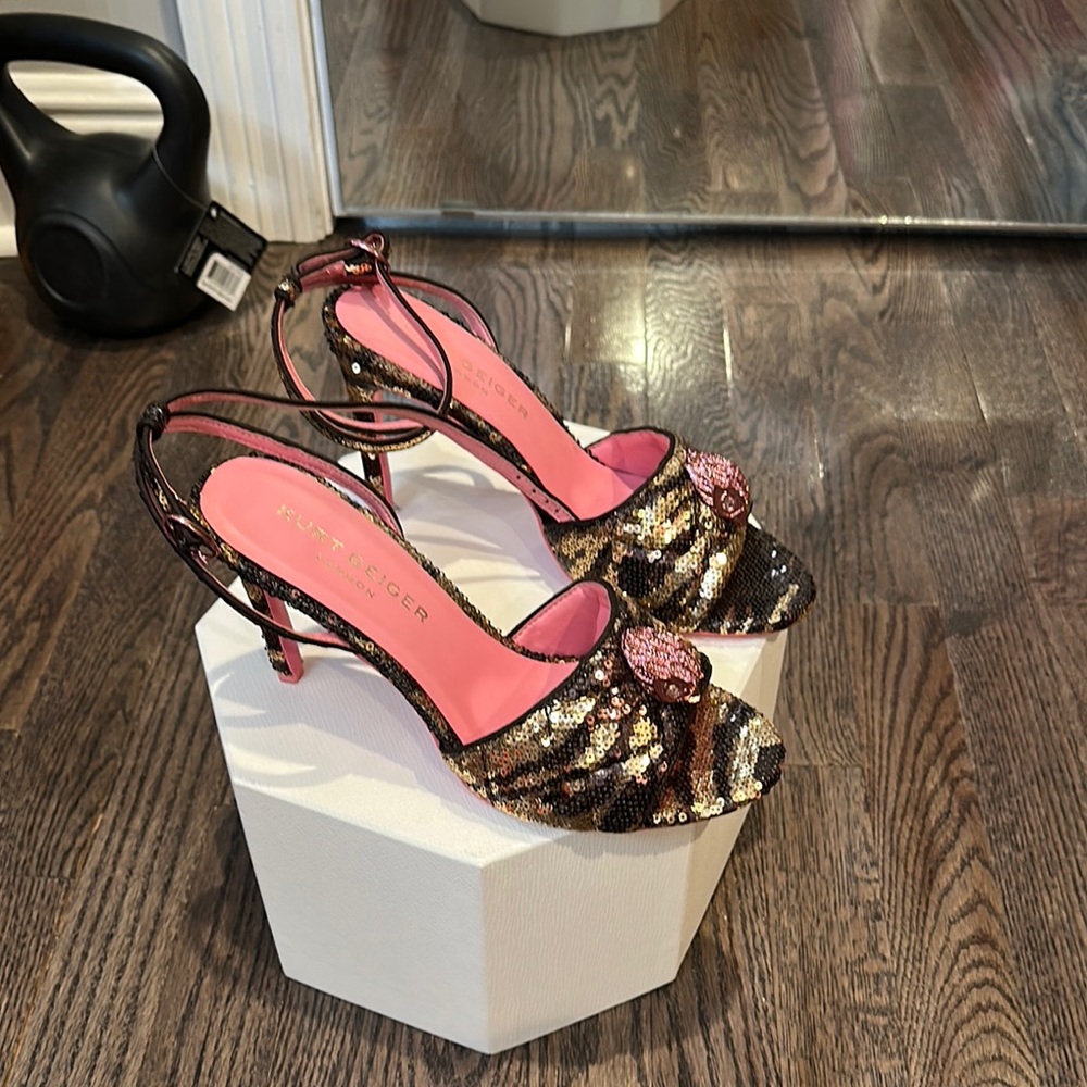 Kurt Geiger Women's Sequin Stiletto Heels - Black and Gold